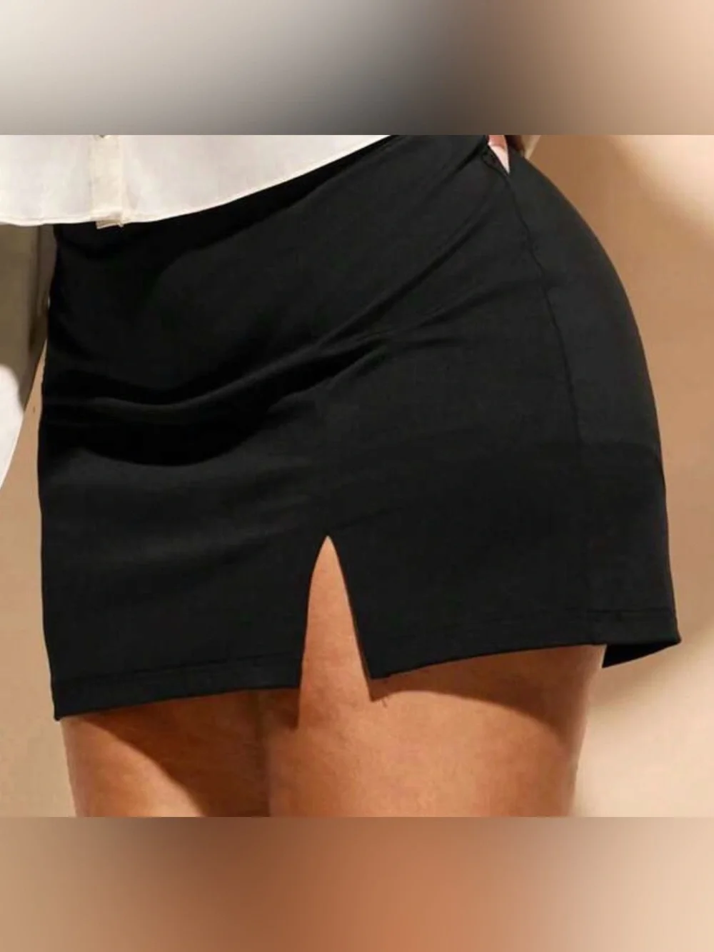 Black Mini Skort with Side Slit Detail